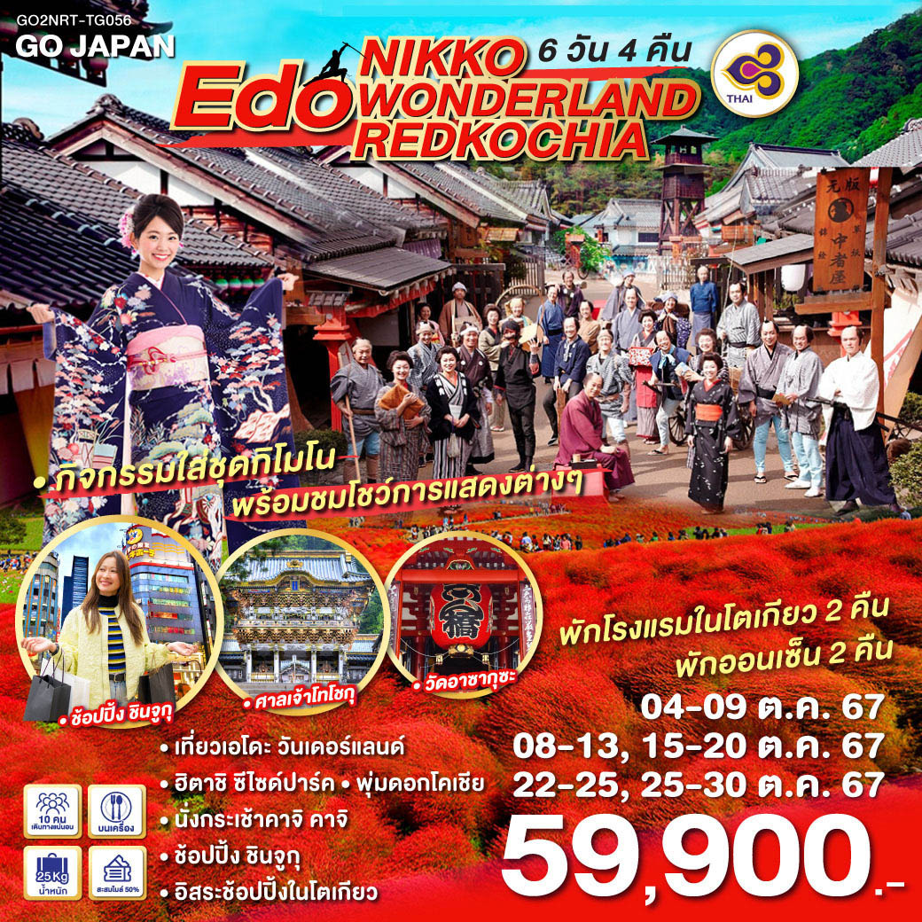 ทัวร์ญี่ปุ่น NIKKO EDO WONDERLAND REDKOCHIA 6วัน 4คืน (TG)