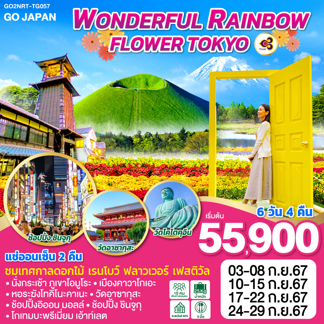 ทัวร์ญี่ปุ่น WONDERFUL RAINBOW FLOWER TOKYO 6วัน 4คืน (TG)